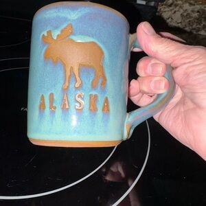 Alaska Moose Ceramic Mug - Teal and Tan